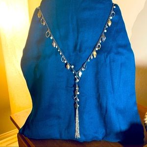 WHBM Y necklace with silver chain tassel.